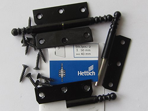 Hettich Möbelband mit Zierkopf Links, Stahl schwarz, 50 x 40 mm, 2 Stück, 9100445 von Hettich