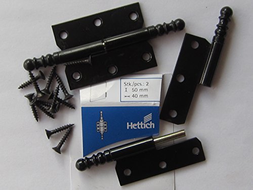 Hettich Möbelband mit Zierkopf rechts, Stahl schwarz, 50 x 40 mm, 2 Stück, 9100447 von Hettich