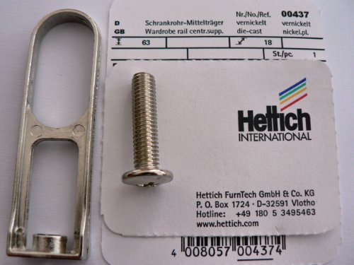 Hettich Schrankrohr-Mittelträger vernickelt, Maße 63/18 mm, 1 Stück, Artikelnr. 437 von Hettich