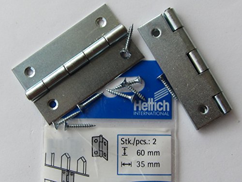 Hettich schmales Scharnier, 60 x 35 mm, Stahl verzinkt, 2 Stück, 62365 von Hettich