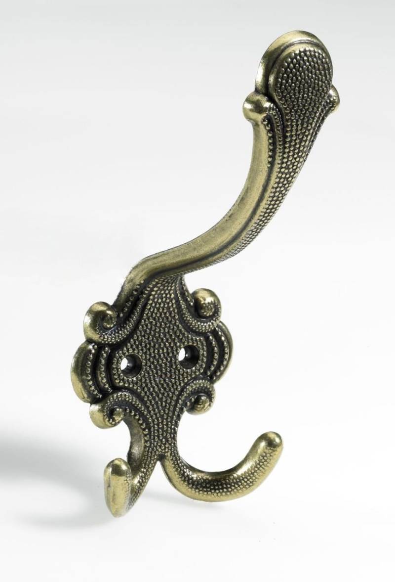 Hut- & Mantelhaken, 58 x 145 x 70 mm, Zinkdruckguss vermessingt, brüniert Hut- & Mantelhaken, 58 x 145 x 70 mm, Zinkdruckguss vermessingt, brüniert von Hettich