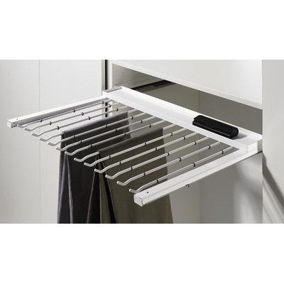 Schrank-Hosenhalt.,ausziehbar,9079960,Korpusb.600mm,Anz.Hosenhalt.9,Stahl silber von Hettich