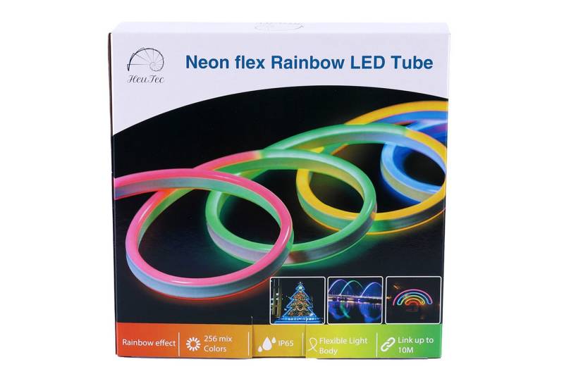 HeuTec Lichterschlauch Rainbow 5m Stripe außen Outdoor wasserdicht verkettbar Fernbedienung, 5m, inkl Fernbedienung, Wasserdicht, verkettbar/verknüpfbar von HeuTec