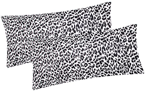Heubergshop Baumwoll Renforcé Kissenbezug - 2er Set in 40x80cm - Felloptik, Leoparden Muster in schwarz und weiß - Kopfkissen-Bezug, Kissenhülle, Dekokissenbezug aus 100% Baumwolle (370-1-40x80) von Heubergshop