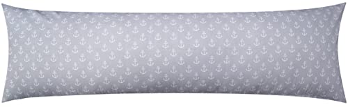 Baumwoll Renforcé Seitenschläferkissen Bezug 40x145cm - Anker in grau und weiß - 100% Baumwolle Stillkissenbezug (389-1-Grau) von Heubergshop
