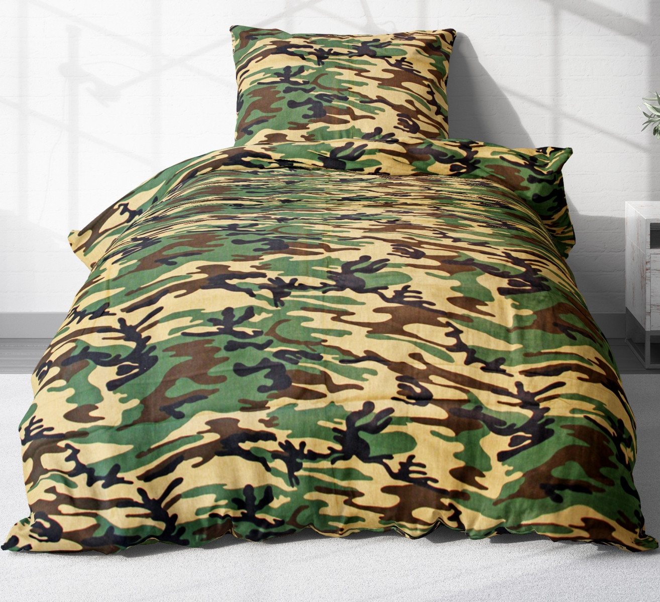 Bettwäsche, Heubergshop, Renforcé, 2 teilig, 135x200cm + 80x80cm Camouflage Tarnmuster Braun Baumwolle (EW-200-2) von Heubergshop