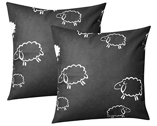 Heubergshop Baumwoll Renforcé Kissenbezug - 2er Set in 40x40cm - Schafe Lämmer Tiere - Kopfkissen-Bezug, Kissenhülle, Doppelpack, Dekokissenbezug - 100% Baumwolle, Kinder (99/1) von Heubergshop