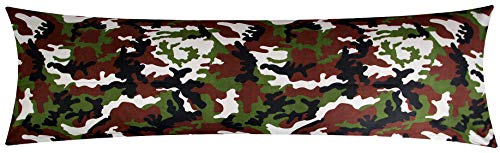 Heubergshop Baumwoll Renforcé Seitenschläferkissen Bezug 40x145cm - Camouflage, Tarn-Muster - Braun, Schwarz, Grün - 100% Baumwolle Stillkissenbezug (KY-200-2) von Heubergshop