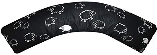 Heubergshop Baumwoll Renforcé Seitenschläferkissen Bezug 40x145cm - Süße Schafe Lämmer in Schwarz - 100% Baumwolle Stillkissenbezug (91-1-B) von Heubergshop