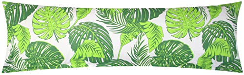 Baumwoll Renforcé Seitenschläferkissen Bezug 40x145cm - Tropische Blätter in grün - 100% Baumwolle Stillkissenbezug (KY-510-1) von Heubergshop