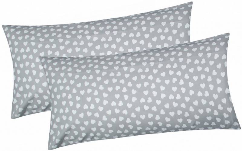 Heubergshop Kissenbezug, (2 Stück), 2er Set 40x80cm Herzen in grau und weiß Kissenhülle (570/1-40x80) von Heubergshop