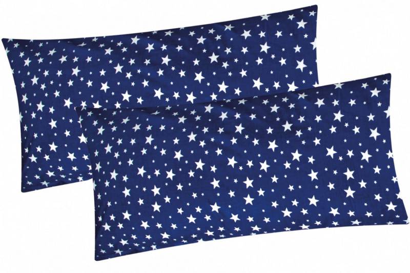 Heubergshop Kissenbezug, (2 Stück), 2er Set 40x80cm Stern Kissenhülle Baumwolle (EW-Sterne-Dunkelblau) von Heubergshop