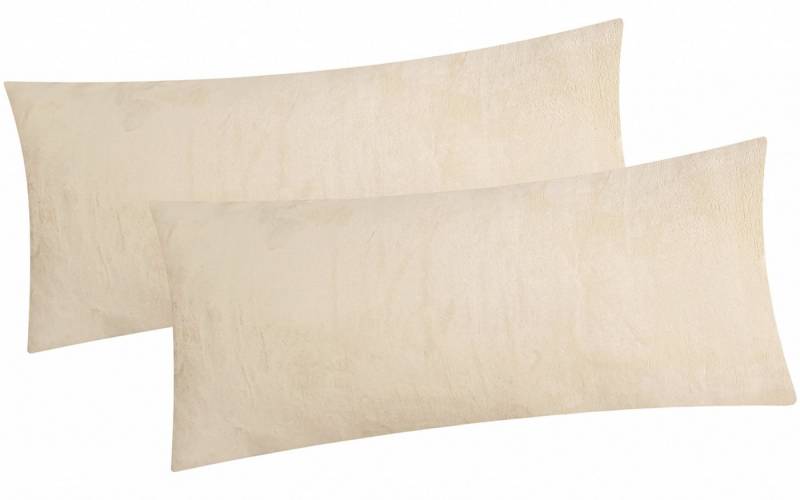 Heubergshop Kissenbezug, (2 Stück), 2er Set Fleece 40x80cm Winter - Ecru - flauschig weich Kissenhülle von Heubergshop
