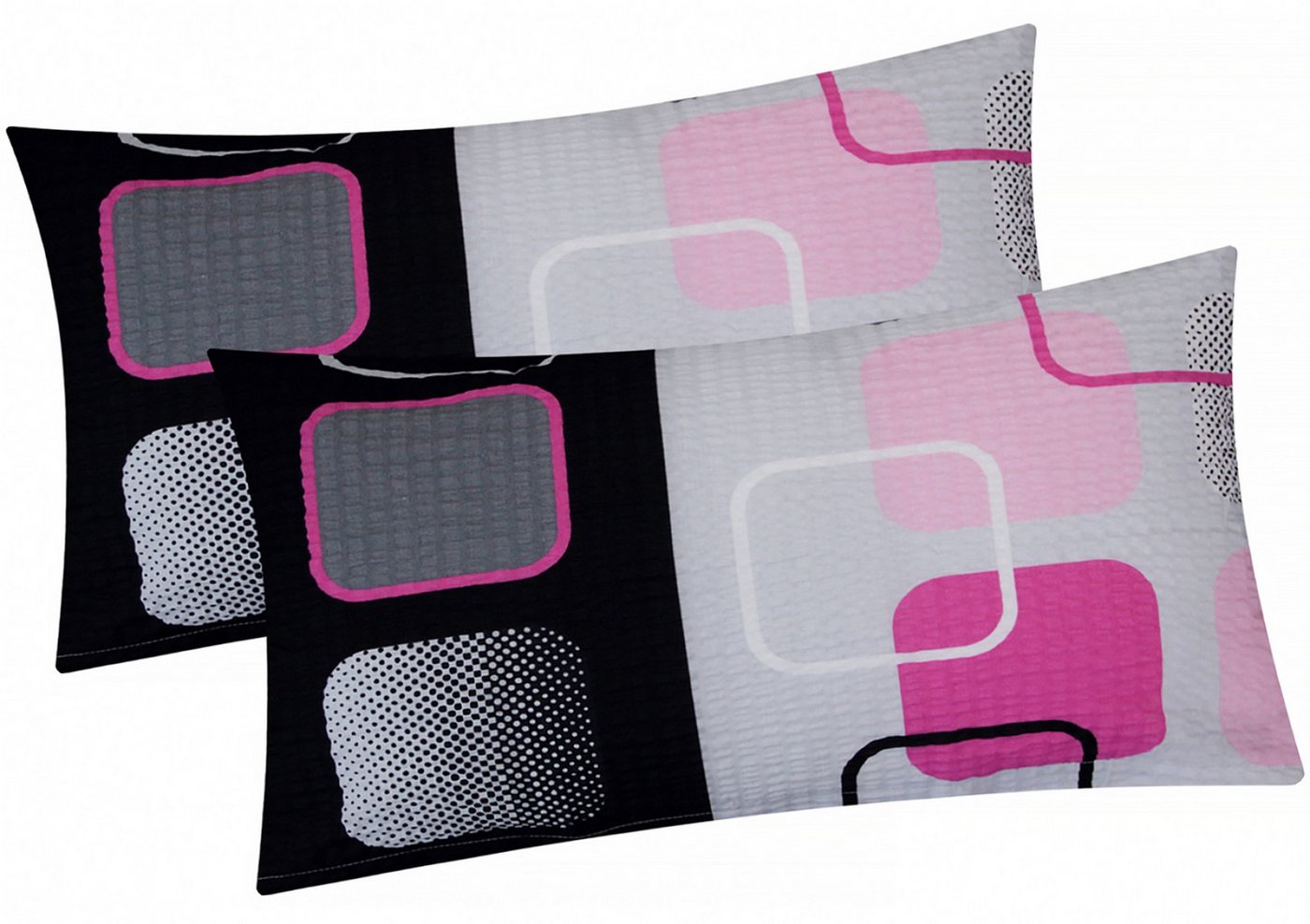 Heubergshop Kissenbezug, (2 Stück), Seersucker, 40x80cm Kariert Karo Modern Kissenhülle (396/1-Dunkel) von Heubergshop