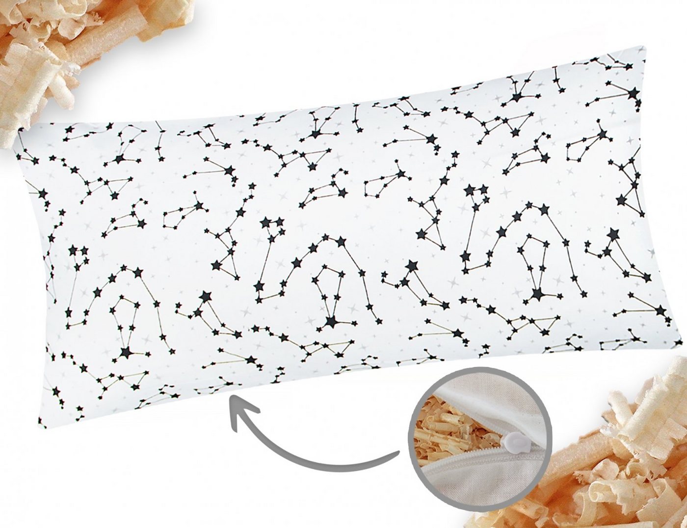 Heubergshop Zirbenkissen, 1-tlg., 40x80cm Gefüllt mit Zirben - Sternzeichen, weiß (Zirbe-530/1-40x80) von Heubergshop