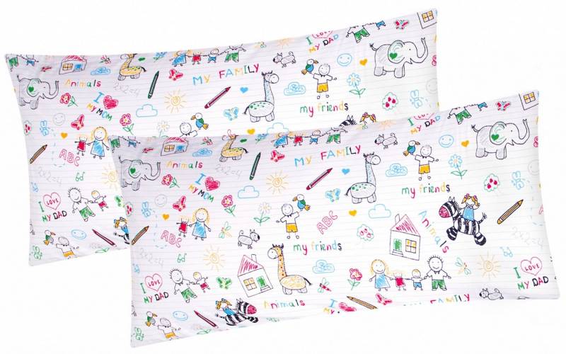Heubergshop Kissenbezug, (2 Stück), 2er Set 40x80cm Familie Tiere gemalt Kissenhülle (EW-My-Fam-40x80) von Heubergshop