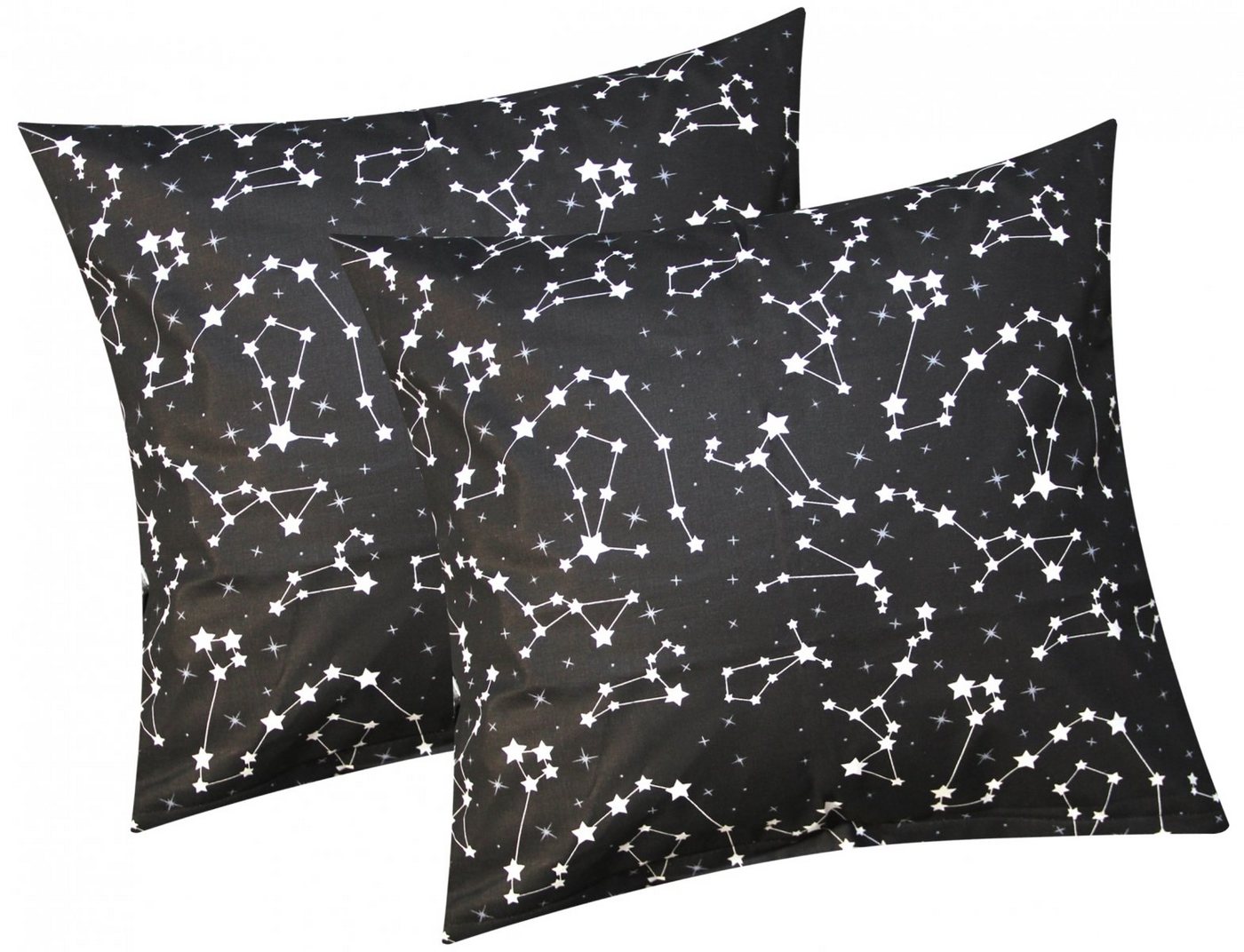 Kissenbezug, Heubergshop (2 Stück), Kissenbezug, 2er Set in 40x40cm - Sternenhimmel, Sternzeichen in Schwarz und Weiß - Kopfkissenbezug, Kissenhülle, Dekokissenbezug 100% Baumwolle (540/1-40x40) von Heubergshop