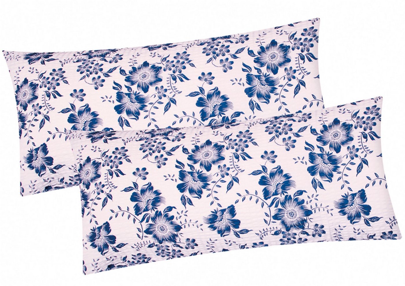 Heubergshop Kissenbezug, (2 Stück), Seersucker 40x80cm 100% Baumwolle Blumen Geblümt (EW-Blumen-Weiß) von Heubergshop