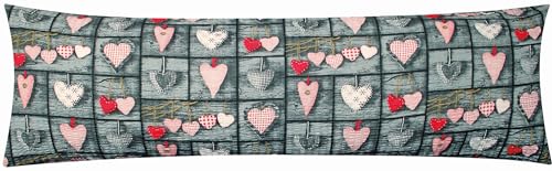 Seersucker Seitenschläferkissen Bezug 40x145cm - Herzen Love Liebe - 100% Baumwolle Stillkissenbezug (SB-358-1) von Heubergshop