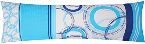 Seersucker Seitenschläferkissen Bezug 40x145cm - Kreise und Streifen in Blau - 100% Baumwolle Stillkissenbezug, Nur Bezug (211/4) von Heubergshop