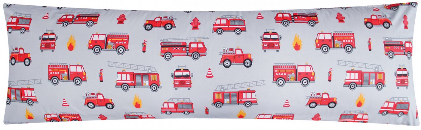 Seitenschläferkissenbezug, Heubergshop (1 Stück), 40x145cm Feuerwehr grau rot 100% Baumwolle Kinder (EW Feuerwehr Grau) von Heubergshop