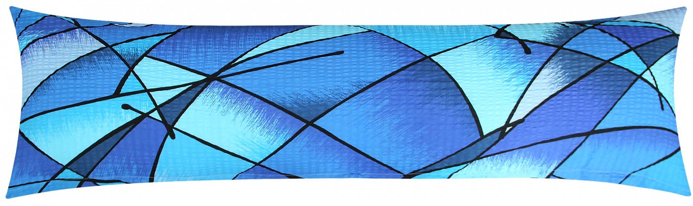 Seitenschläferkissenbezug, Heubergshop (1 Stück), Seersucker 40x145cm 100% Baumwolle Wildes Muster Blau Modern (183/2) von Heubergshop