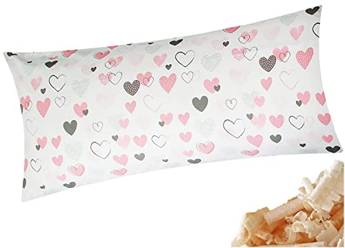 Zirbenkissen 40x80cm - Gefüllt mit Zirben - Love, Liebe, Herzen - Duftkissen mit Zirbenflocken/Zirbenspäne, Reißverschluss (Zirbe-187/1-40x80) von Heubergshop