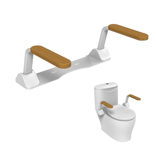 Heuffe Mobile WC Aufstehhilfe & Aufstehhilfe Toilette Klappbar，Ohne Bohren Toilettengriff mit Armlehnen und Haltegriff - Für Senioren/Behinderte, Toilettenstützgestell für Unterwegs（Holz） von Heuffe