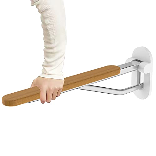 Haltegriff Toilette Klappbar，Wandstützgriff Wc ，Toilettengriff，Behinderte Aufstehhilfe ，Stützgriff für Senioren（Holz 70cm） von Heuffe
