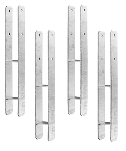 4 x Heunert H-Pfostenträger H-Anker Pfostenanker Set 4 Stück 91, 101, 121 oder 141 verzinkt inkl. Schraubenset mit CE Zeichen extra stark (4 Stück 141 x 800 x 6 mm) von Heunert