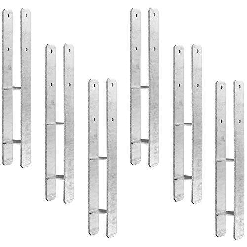 6 x Heunert H-Pfostenträger H-Anker Pfostenanker Set 6 Stück 91, 101, 121 oder 141 verzinkt mit CE Zeichen extra stark (6 Stück 121 x 600 x 6 mm) von Heunert