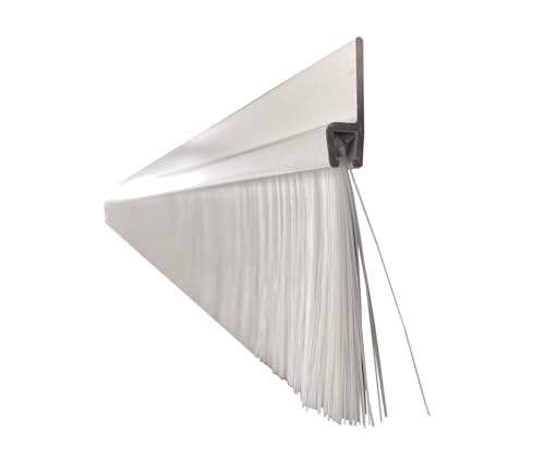 Bürstendichtung, Türdichtung, Türbesen, Streifenbürste 1500mm, Alu: weiß pulverbeschichtet, Besatz: PPN weiß in Industriequalität (50mm) von Heunert