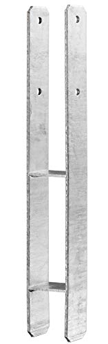 Heunert H-Pfostenträger H-Anker feuerverzinkt mit CE Zeichen inkl. Schraubenset für Carport Zaun Sichtschutz uvm. (101 x 600 x 6 mm) von Heunert