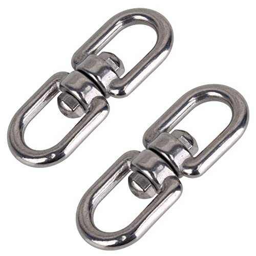 Heuskay 1 Stück M10 Auge Wirbel Ring, Doppelendige Swivel Eye Hook 304 Edelstahl Lager Swing Swivel Eye to Eye Swivel Schäkel Ring Connector von Heuskay