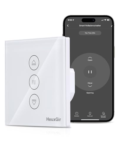 HeuxGir Wlan Rolladenschalter, Smart Jalousieschalter Timer Kompatibel mit Alexa und Google Assistant, Haus Neutralleiter erforderlich, APP steuerbar-1 Packs von HeuxGir