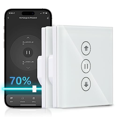 Roller shutter switch1%-100% ，WLAN Rolladenschalter【Prozentfunktion】 APP Steuerbar und Timer-Funktion,LED Smart Rolladen Schalter， kompatibel mit Amazon Alexa/Google Assistant (2) von HeuxGir