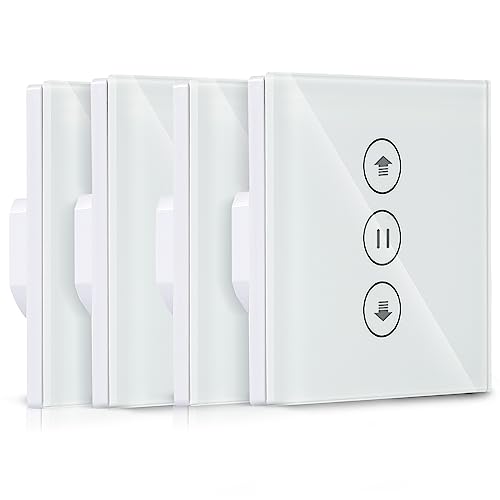 HEUXGIR 86 * 86mm Wlan Rolladenschalter mit Prozentfunktion,smart life rolladenschalter,Neutralleiter erforderlich,Kompatibel mit Alexa und Google Home 4Pcs von HeuxGir