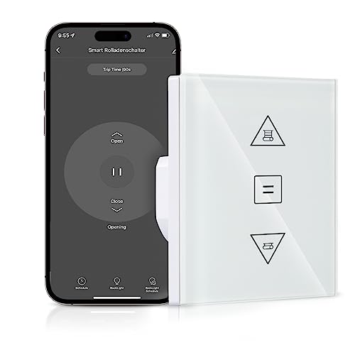 HEUXGIR Smart Rolladen Zeitschaltuhr,Wlan Roller Shutter Switch mit steuerbarer LED,Kompatibel mit Alexa/Google Home/Smart Life App,Requires Zero Conductor 1Pack von HeuxGir