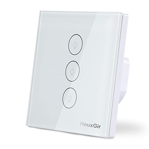 HeuxGir Wlan Smart Lichtschalter，TouchfäHiger Lichtschalter Mit Smart Life Tuya App,Alexa Und Google Home，Nullleiter Erforderlich (DKG3) von HeuxGir