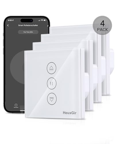 HeuxGir Rolladenschalter wlan，Smart Rolladen Zeitschaltuhr Kompatibel mit Alexa und Google Home，Neutralleiter erforderlich，SmartLife Fernbedienung Touch-Schalter-4 Packs von HeuxGir