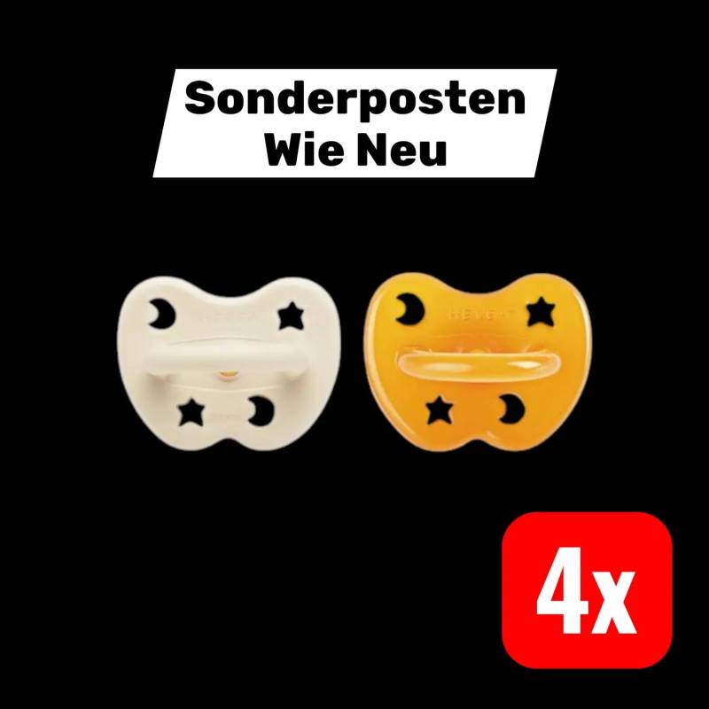 B-Ware Hevea 2er Pack Schnuller Sauger Naturkautschuk Milky White Natural 4 Sets von Hevea