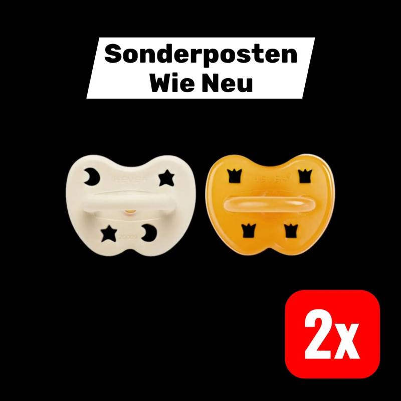 B-Ware Hevea Hevea 2er Schnuller Set Baby Sauger 3 M Stern Mond Milky White Naturl 2 Set von Hevea