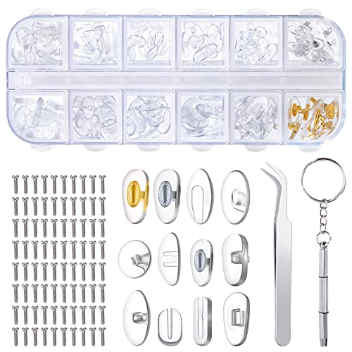 Brillen Nasenpads Brillen Reparatur Set mit 80 Schrauben Pinzette Kleiner Schraubendreher für Brillen Lesebrillen 12 Stile 60 Paar Brillen Nasenpads Brillen Reparatur Set mit 80 Schrauben Pinzette Kleiner Schraubendreher für Brillen Lesebrillen 12 Stile 60 Paar von Heveer