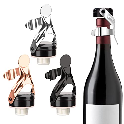 Flaschenverschlüsse Sektverschluss mit Hebel Weinflaschenverschluss für Champagner Weinsammlung 3 Stück Silber Roségold Schwarz von Heveer