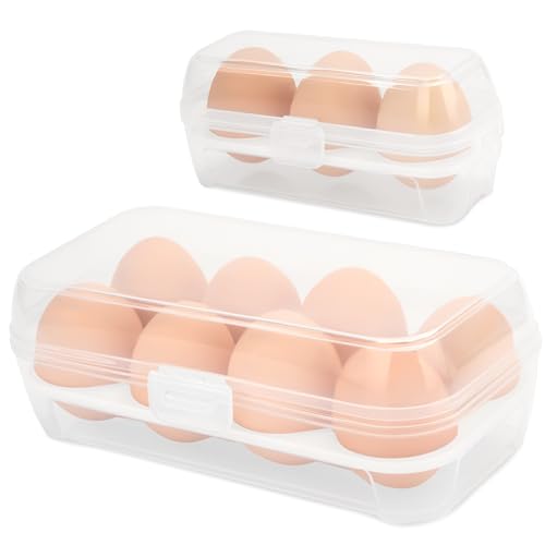 Heveer Eierbehälter Eierbox Transparent Tragbare Eieraufbewahrungsbox mit Deckel für Picknick Camping im Freien Küchen 2 Größen von Heveer