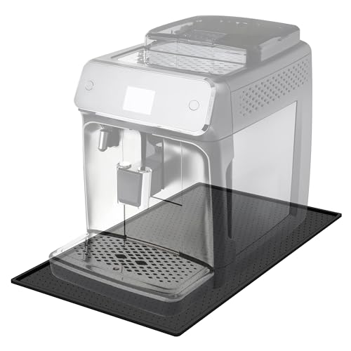 Heveer Kaffeemaschine Matte Unterlage für Kaffeemaschine 48 * 30cm Auslaufsichere Matte für Esszimmer Küche Kaffeevollautomat Schwarz von Heveer