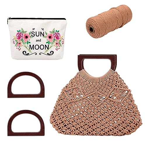 Heveer Makramee Tasche DIY Kit Boho Makramee Handtasche Making Kit Handgefertigte Strandtasche Inklusive Holzgriff und Baumwollschnur 100M für Erwachsene Anfänger Heveer Makramee Tasche DIY Kit Boho Makramee Handtasche Making Kit Handgefertigte Strandtasche Inklusive Holzgriff und Baumwollschnur 100M für Erwachsene Anfänger von Heveer