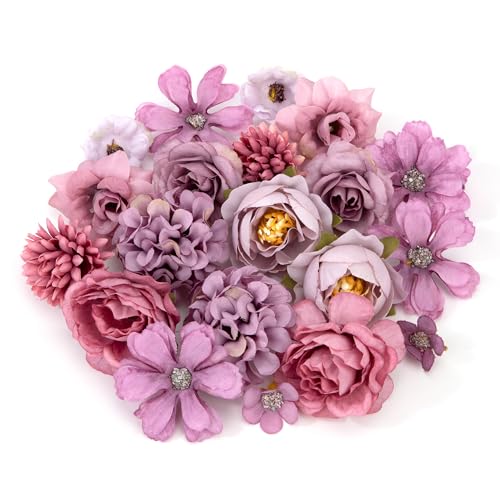 Kunstblumen Blumenköpfe Künstliche Blumen Mini Blütenköpfe für Hochzeit Home Basteln Scrapbooking Deko (Violett) von Heveer