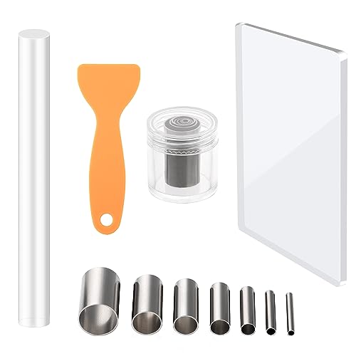 Polymer Clay Tools Set 10 Stück 7 Modellierung Ton Round Carving Kits mit 1 Tonwalze 1 Acryl-Trägerplatte und 1 Kunststoffschaber von Heveer