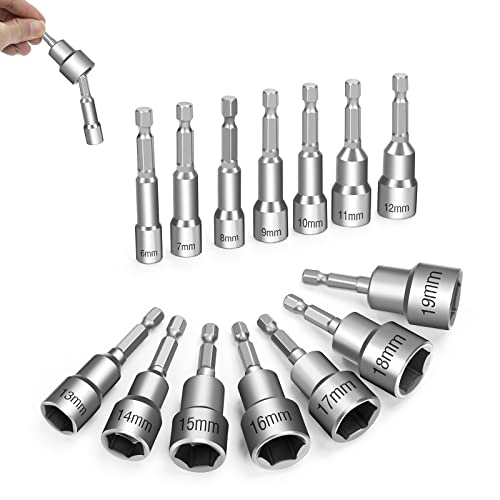 Magnetisch Sechskant Stecknuss Set 14 Stück Anschrauben Schraubenschlüssel 6-19mm Steckschlüssel Sechseck Stecknuss Adapter für Bohrer Magnetisch Sechskant Stecknuss Set 14 Stück Anschrauben Schraubenschlüssel 6-19mm Steckschlüssel Sechseck Stecknuss Adapter für Bohrer von Heveer
